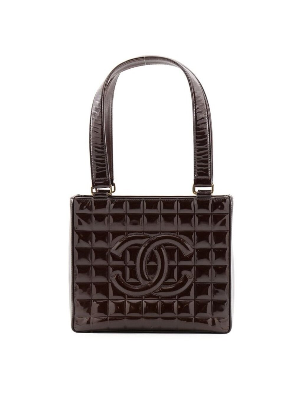 Chanel Tote CC Logo Choco Bar Patent